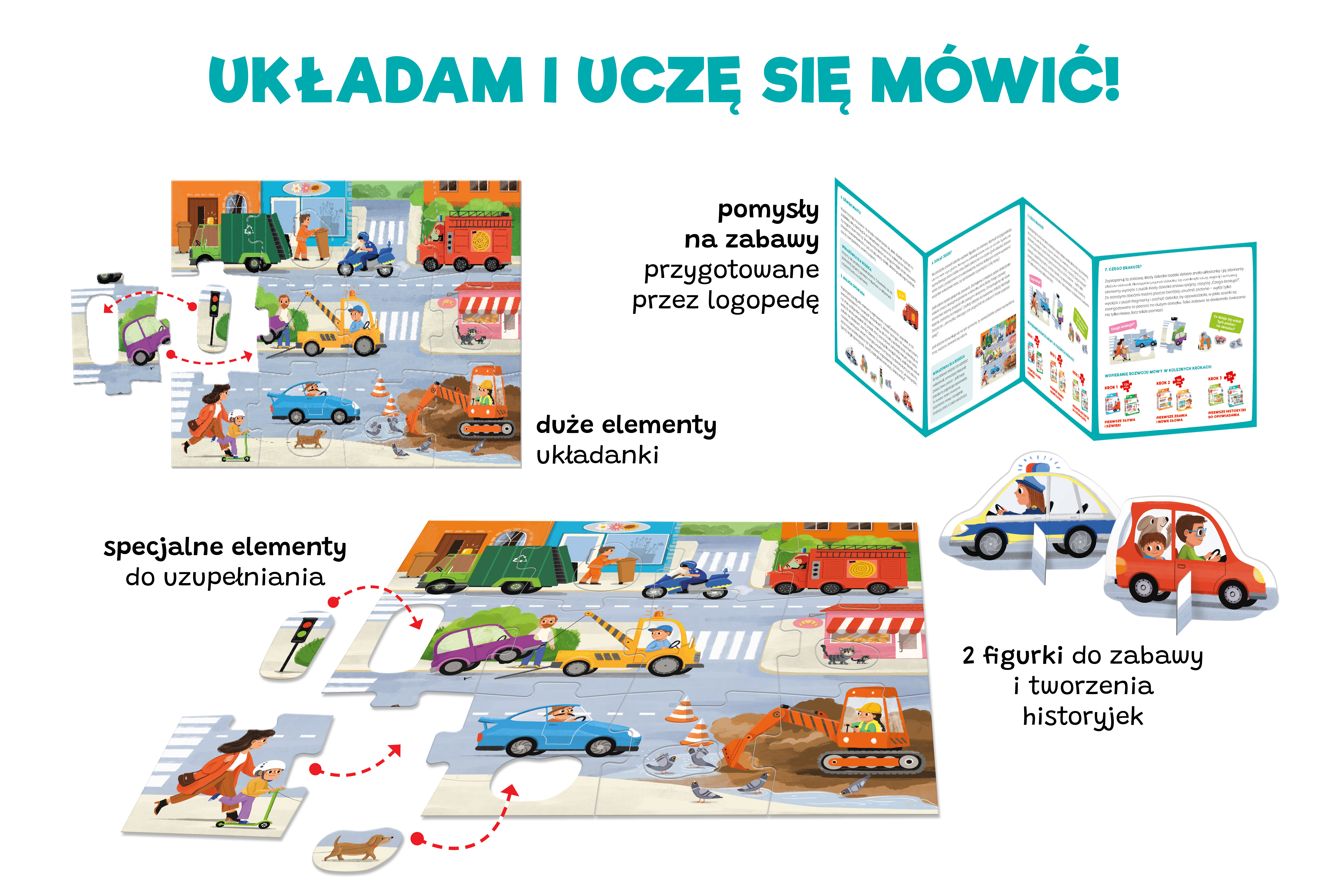 Pierwsze puzzle + figurki. Pojazdy Dla dzieci Kapitan Nauka